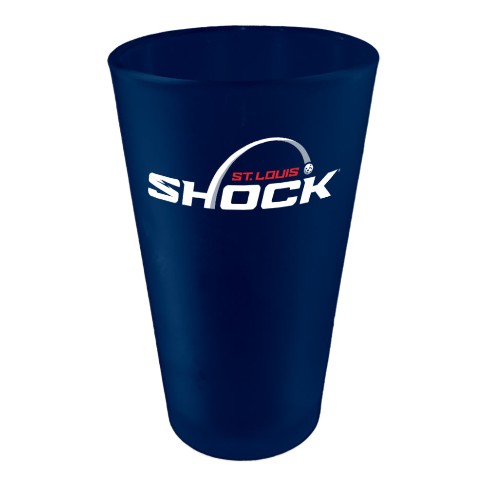 16oz Team Color Frosted Pint Glass, Navy, Direct Print, St. Louis Shock Primary Logo