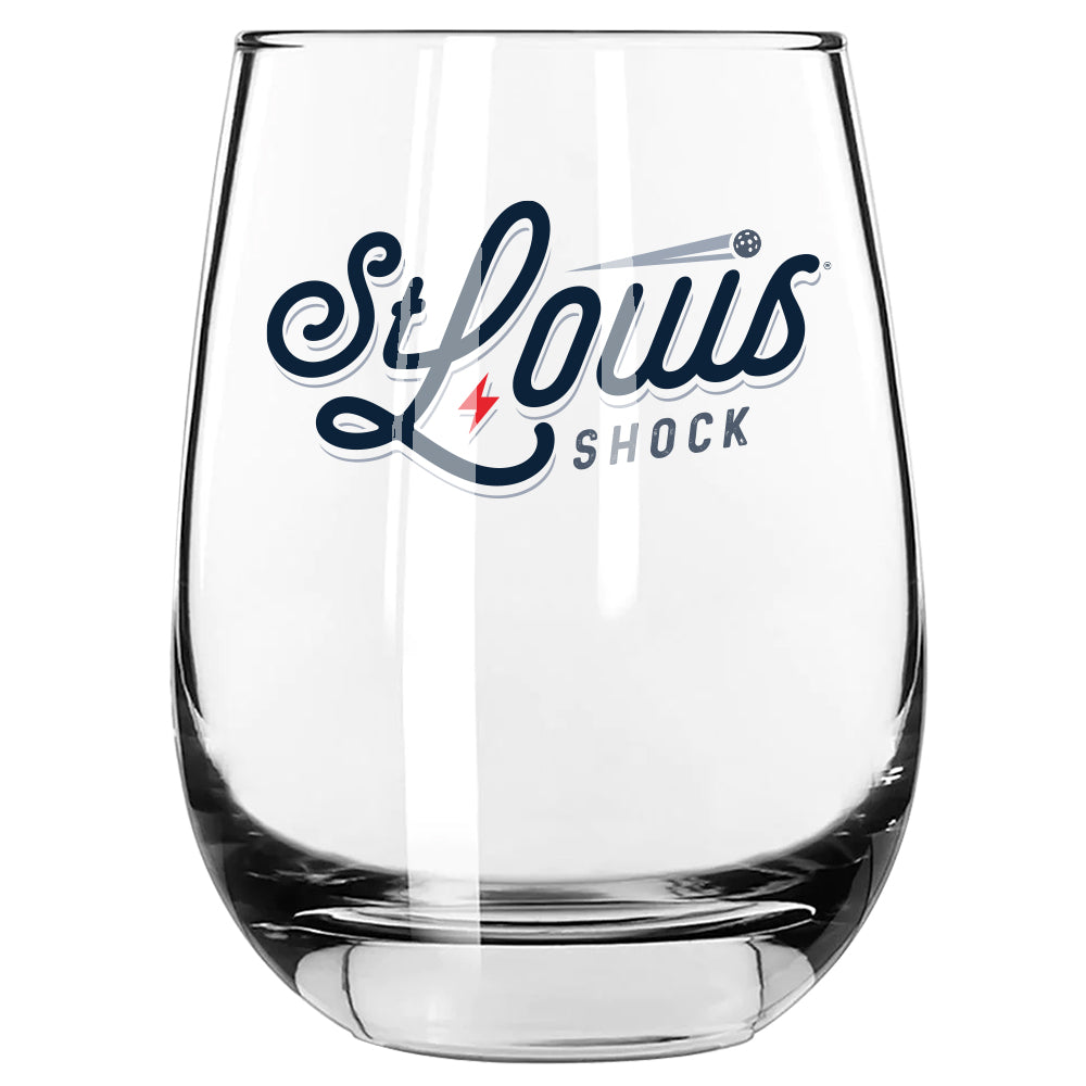 15oz Stemless Wine Glass, Direct Print, St. Louis Shock Vintage Logo