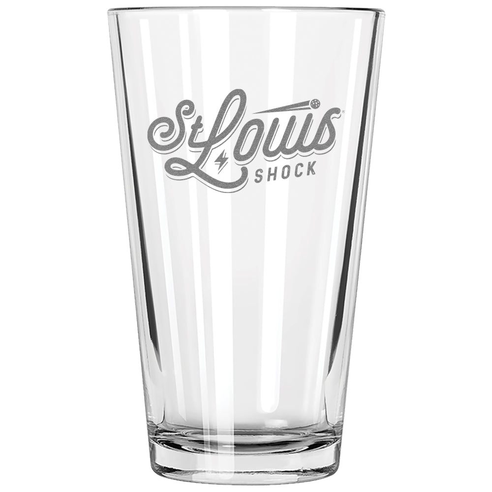 16oz Pint Glass, Etched, St. Louis Shock Vintage Logo