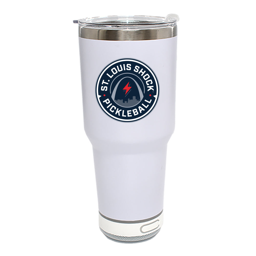 30oz Bluetooth Tumbler, White, Direct Print, Badge Design, St. Louis Shocks