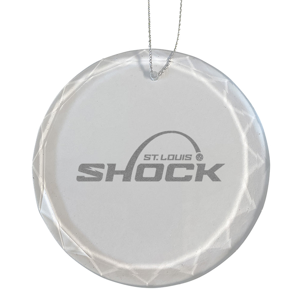 3.2in Round Glass Ornament, Etched, St. Louis Shock Primary Logo