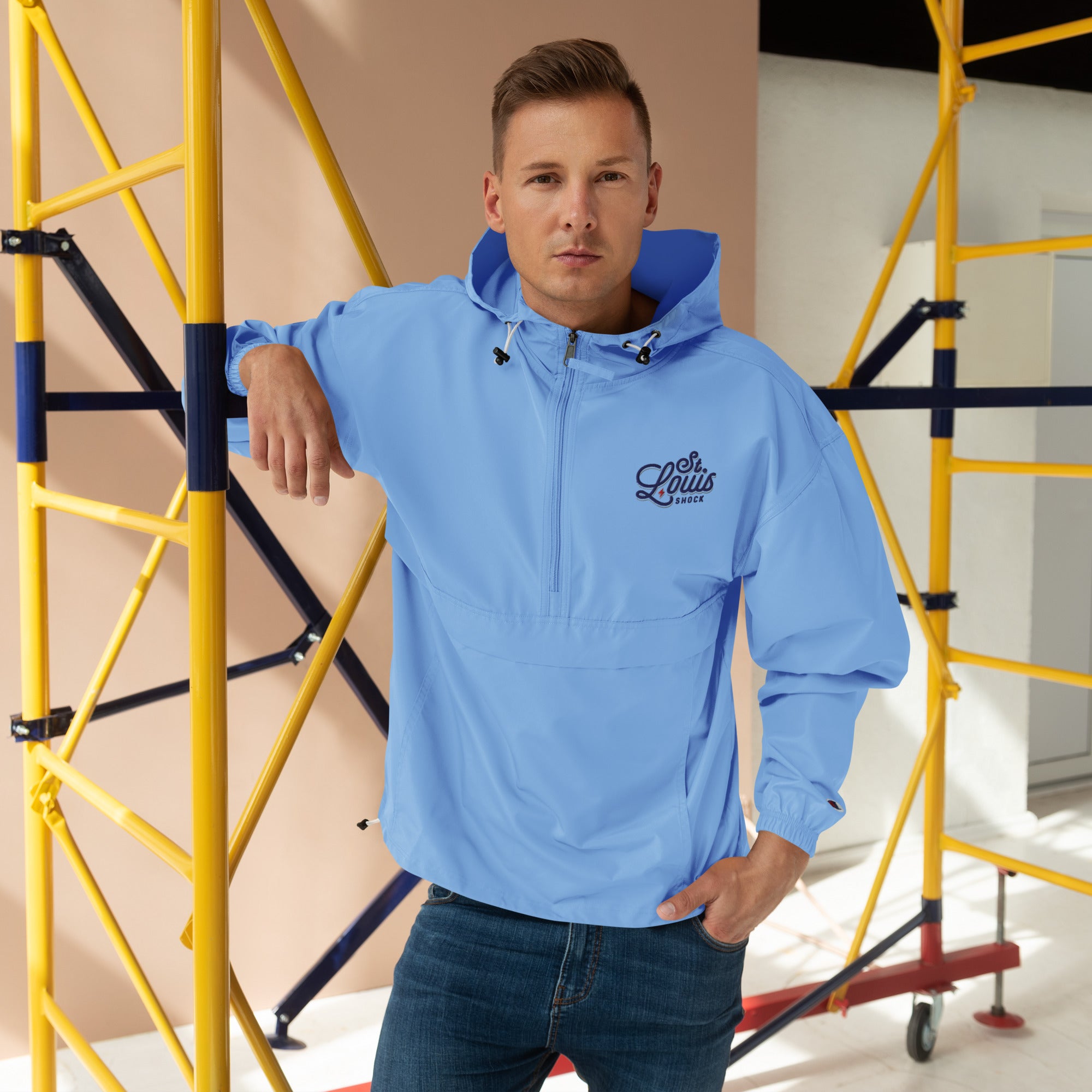 Packable 1/2 zip unisex jacket w/ pouch